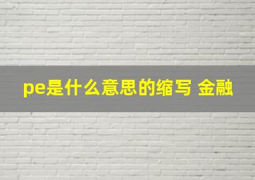 pe是什么意思的缩写 金融